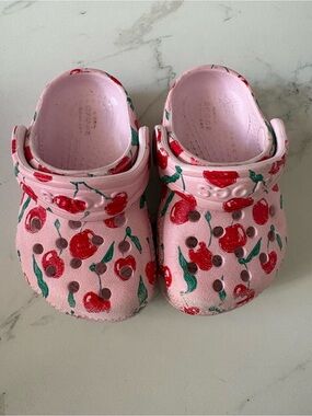 CROCS Pink Clogs with Red Cherry Print